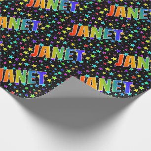 Regnbågeförnamn "JANET", + Stjärnor Presentpapper