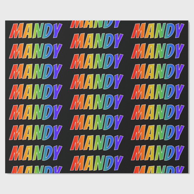 Regnbågeförnamn "MANDY"; Roligt & färgrikt Presentpapper (Platt)