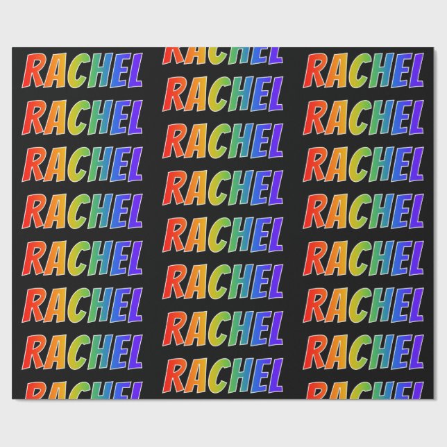 Regnbågeförnamn "RACHEL"; Roligt & färgrikt Presentpapper (Platt)