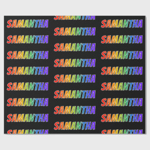 Regnbågeförnamn "SAMANTHA"; Roligt & färgrikt Presentpapper