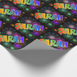 Regnbågeförnamn "SARAH", + Fyrverkerier Presentpapper