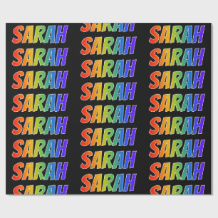 Regnbågeförnamn "SARAH"; Roligt & färgrikt Presentpapper