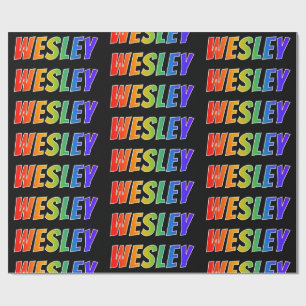Regnbågeförnamn "WESLEY"; Roligt & färgrikt Presentpapper
