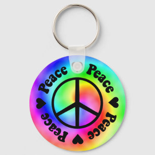 Regnbågefred & kärlek Keychain Nyckelring
