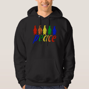 Regnbågefredpingvin Hoodie