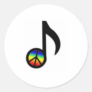 Regnbågefredsteckenmusik noterar runt klistermärke
