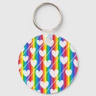 Regnbågefullt av hjärtor Keychain Nyckelring