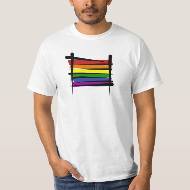 Regnbågegay pride borstar flagga t shirt (Framsida)