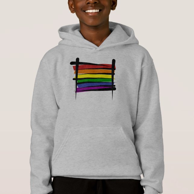 Regnbågegay pride borstar flagga tröja (Framsida)