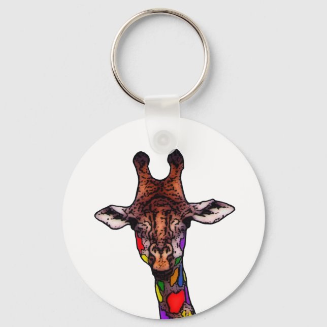 Regnbågegiraff Keychain Nyckelring (Framsida)