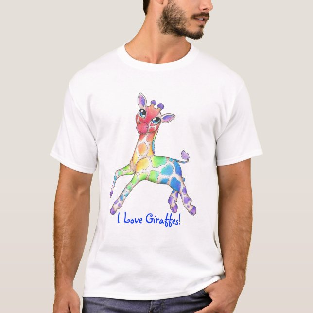 Regnbågegiraffskjorta T Shirt (Framsida)