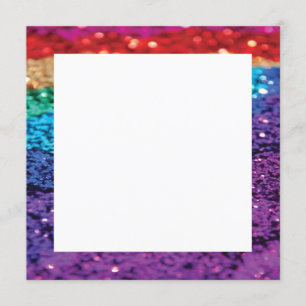 Regnbågeglitterbakgrund kvadrerar inbjudanmallen inbjudningar