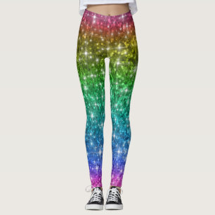 Regnbågeglitterdamasker Leggings