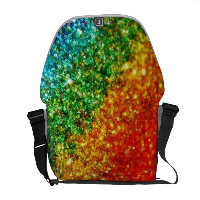 Regnbågeglittermessenger bag kurir väska (Öppen Baksida)