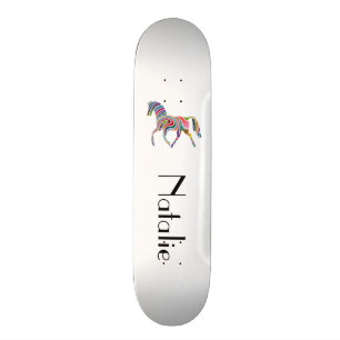 Regnbågehäst - ditt namn mini skateboard bräda 18,5 cm