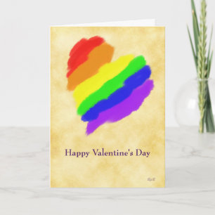 Regnbågehjärta: Glad valentines Helgkort