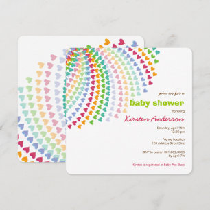 Regnbågehjärtaroligt strilar baby showerinbjudan inbjudningar