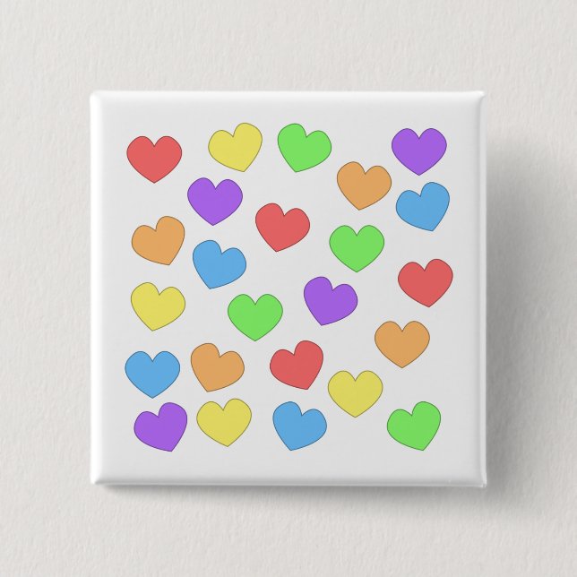 Regnbågehjärtor knäppas 0001 knapp (Framsida)