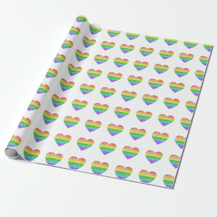 Regnbågehjärtor som slår in papper presentpapper