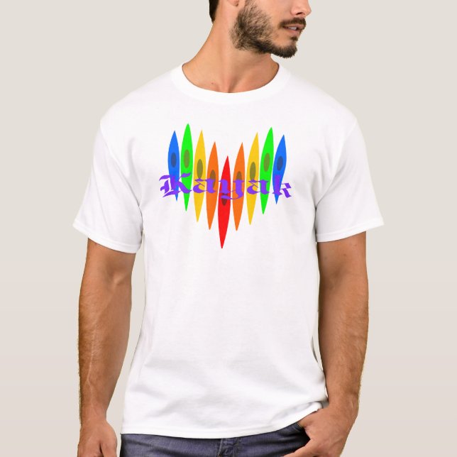 Regnbågekajakhjärta T Shirt (Framsida)
