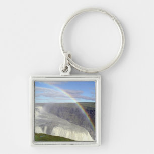Regnbågekeychain Fyrkantig Silverfärgad Nyckelring