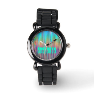 Regnbågeklocka. Holographic! Tillfoga namn eller Armbandsur