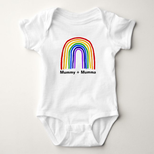 Regnbågemamma + Mumma bebisbodysuit T Shirt (Framsida)
