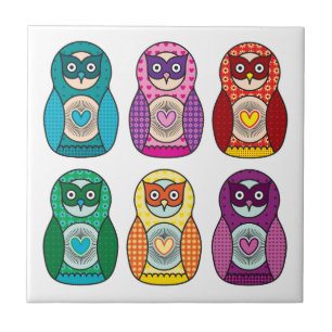 RegnbågeMatryoshka ugglor Kakelplatta