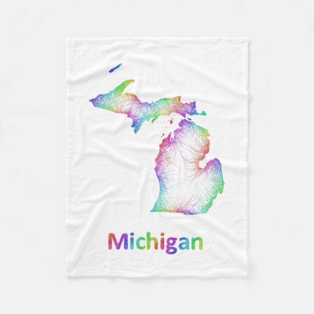 RegnbågeMichigan karta Fleecefilt (Framsidan)
