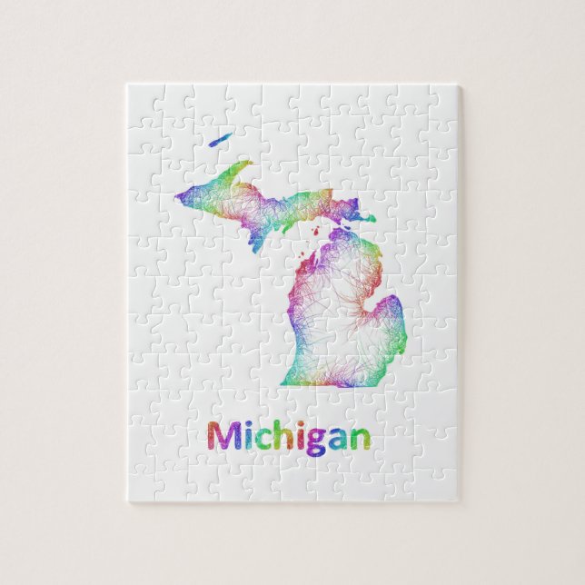 RegnbågeMichigan karta Pussel (Vertikal)