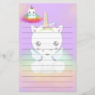 RegnbågemolnUnicorn på lilor Brevpapper