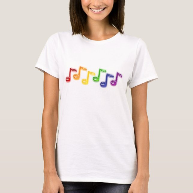Regnbågemusik noterkvinnor tee shirt (Framsida)