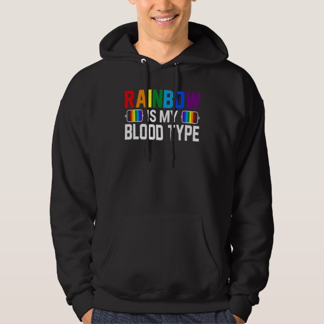 Regnbågen Är Min Blodtyp  Hbtq Gay Pride Månad 2 Hoodie (Framsida)