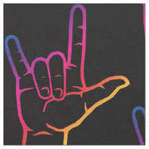 Regnbågen ASL älskar jag dig mönstrat tyg