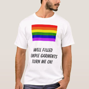 regnbågen brunn fyllda tempelplagg vänder på mi t-shirt