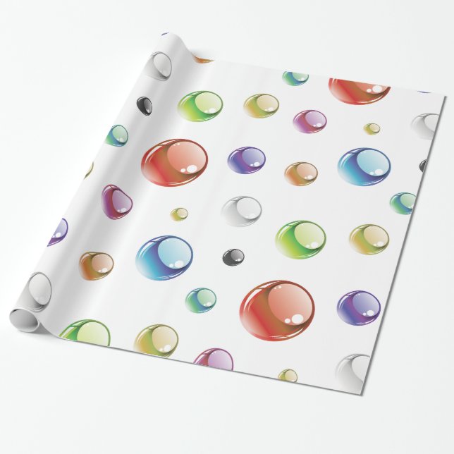 Regnbågen bubblar mönster presentpapper (Utrullad)