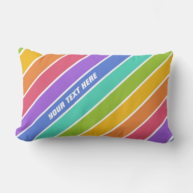 Regnbågen färgar beställnings- dekorativ kudde (Framsida)