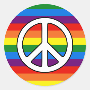 Regnbågen görar randig service för fredsteckengay runt klistermärke