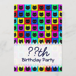 Regnbågen kvadrerar kattmönster inbjudningar