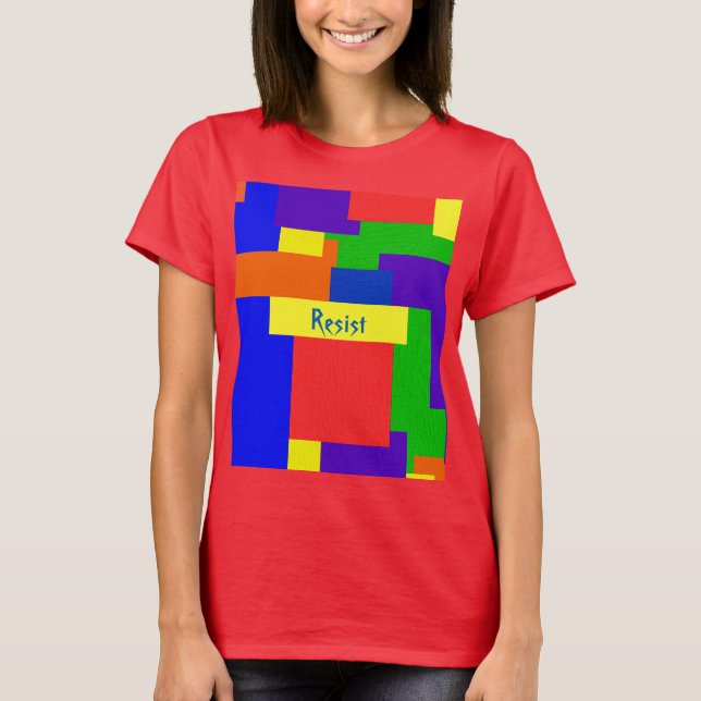 Regnbågen motstår Patchworktäckedesign T-shirt (Framsida)