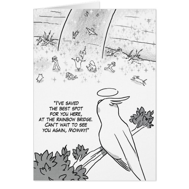 Regnbågen överbryggar cockatielpapegojan hälsningskort (Framsidan)