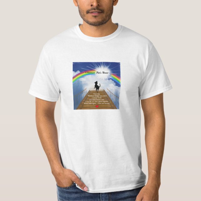 Regnbågen överbryggar den minnes- dikt för hundar tee (Framsida)
