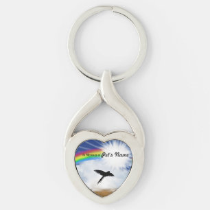 Regnbågen överbryggar dikt för fåglar twisted heart silverfärgad nyckelring
