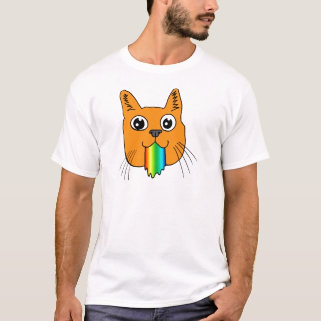 Regnbågen Puke katttecknadhand plockade Tee Shirt (Framsida)