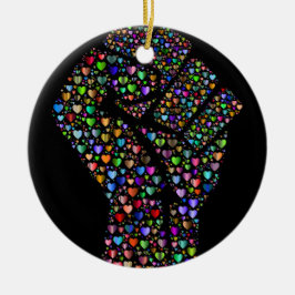 Regnbågenäve av hjärtor julgransprydnad keramik