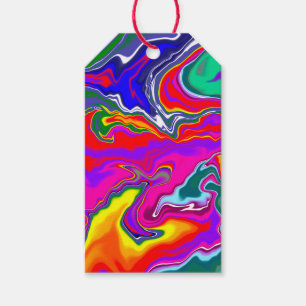 Regnbågens fluid Art Presentetikett
