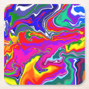 Regnbågens fluid Art Underlägg Papper Kvadrat