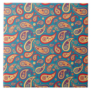 RegnbågePaisley Retro mönster Kakelplatta