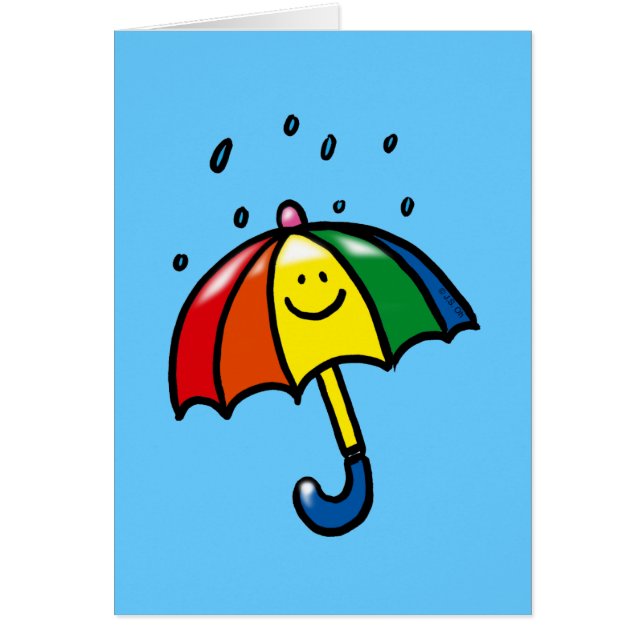 Regnbågeparaplyet & regnar tappar hälsningskort (Framsidan)