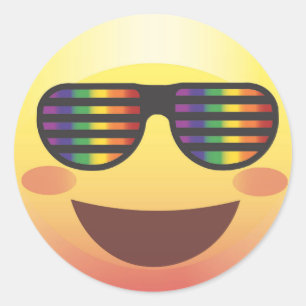 Regnbågepartyet skuggar den Emoji Runt Klistermärke